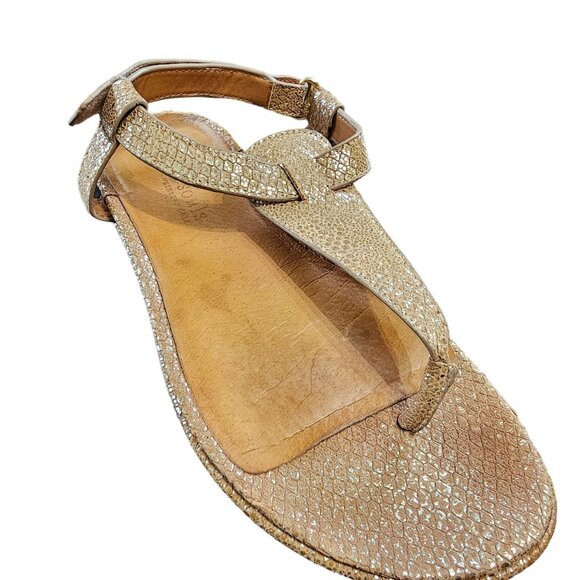 Gentle Souls Kenneth Cole Leather Gold Adjustable Ankle Sandal Thongs Size 9 - Picture 11 of 13